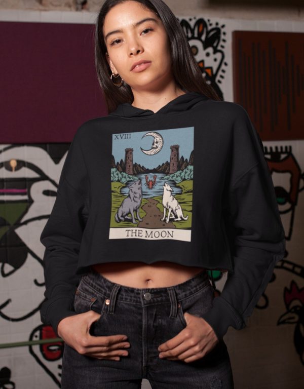 xviii. The Moon Tarot Cropped Hoodie - Image 4