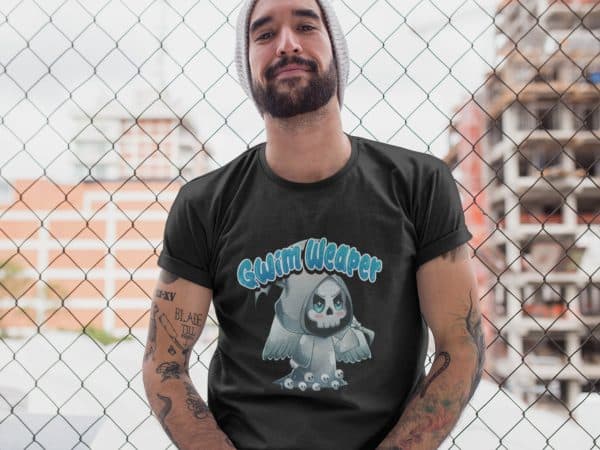 hipster wearing kawaii death t-shirt