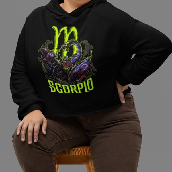 Scorpio Zodiac Cropped Hoodie - Image 4