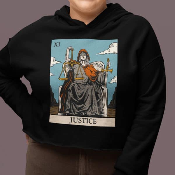 xi. Justice Tarot Cropped Hoodie - Image 4