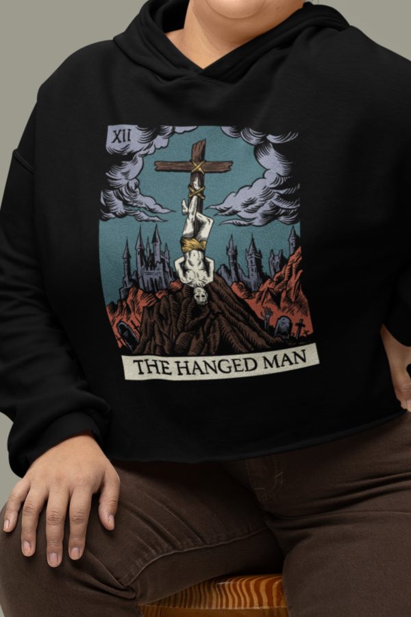 xii. The Hanged Man Tarot Cropped Hoodie - Image 4
