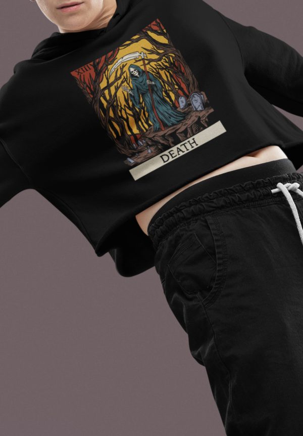 xiii. Death Tarot Cropped Hoodie - Image 3