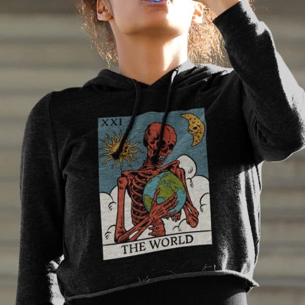xxi. The World Tarot Cropped Hoodie - Image 3