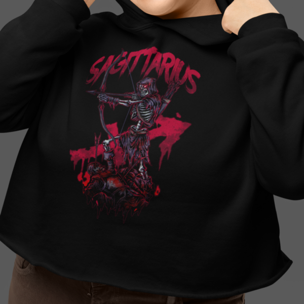 Sagittarius Zodiac Cropped Hoodie - Image 2