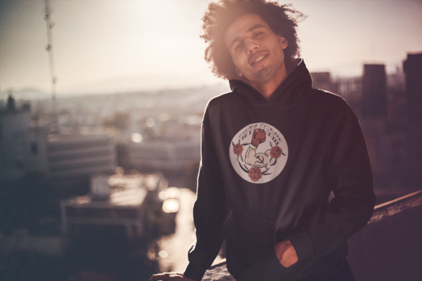 alternative man in funny communist hoodie for leftists