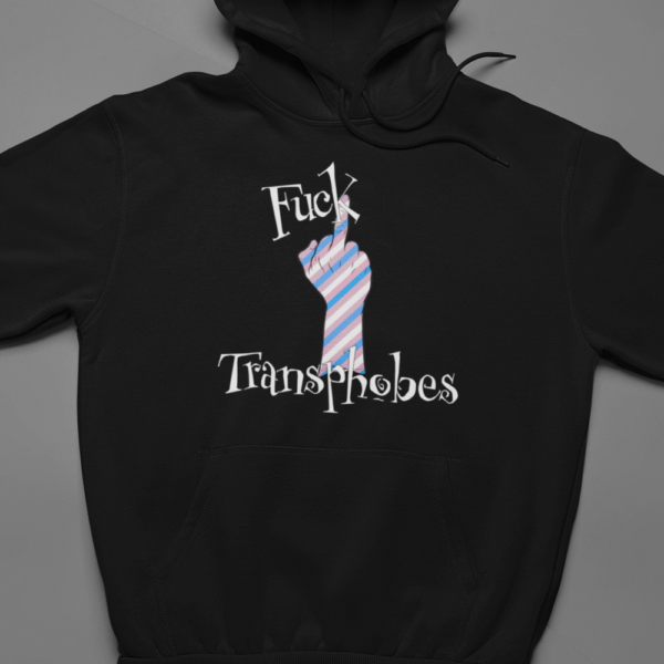 close up of the obscurix fuck transphobes design