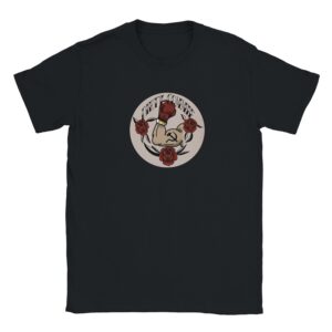 flat lay of Obscurix Dirty Commie design t-shirt in black