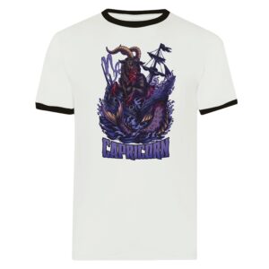 ghost mannequin of dark capricorn zodiac ringer t shirt