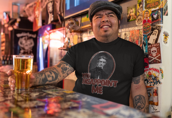 punk man at the bar wearing alternative style john brown shirt