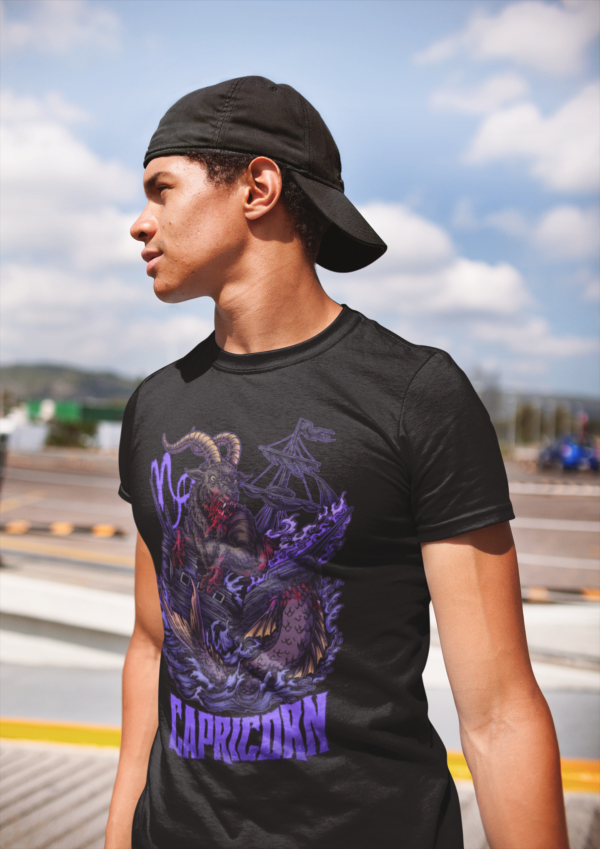 skater punk in capricorn horoscope shirt and black hat